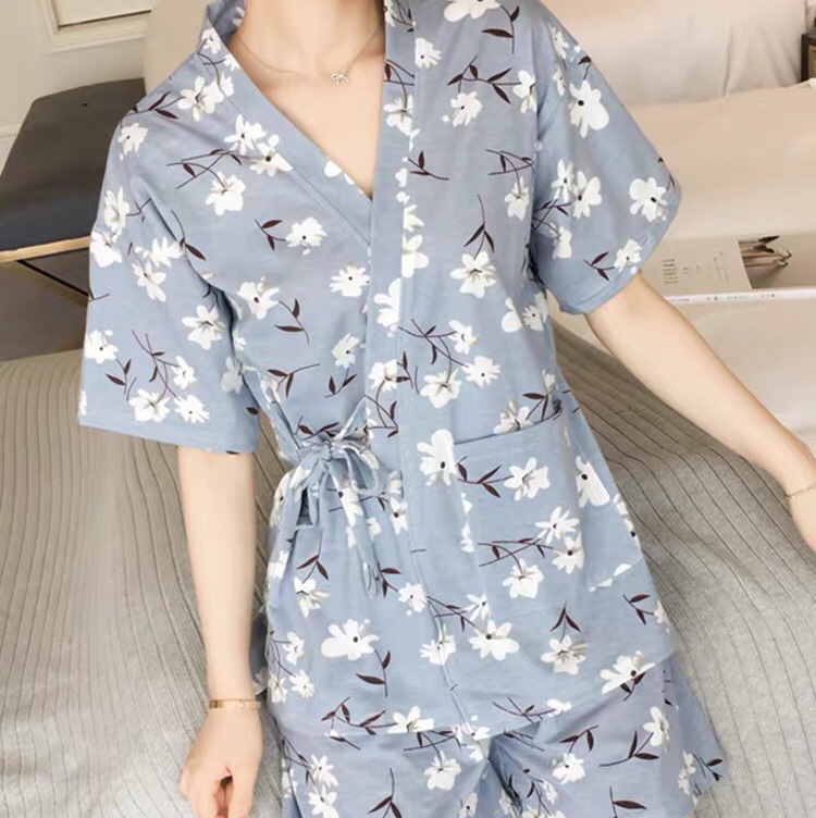 日式和服睡衣女春夏短袖韩版清新学生薄款夏季家居服两件套装夏天