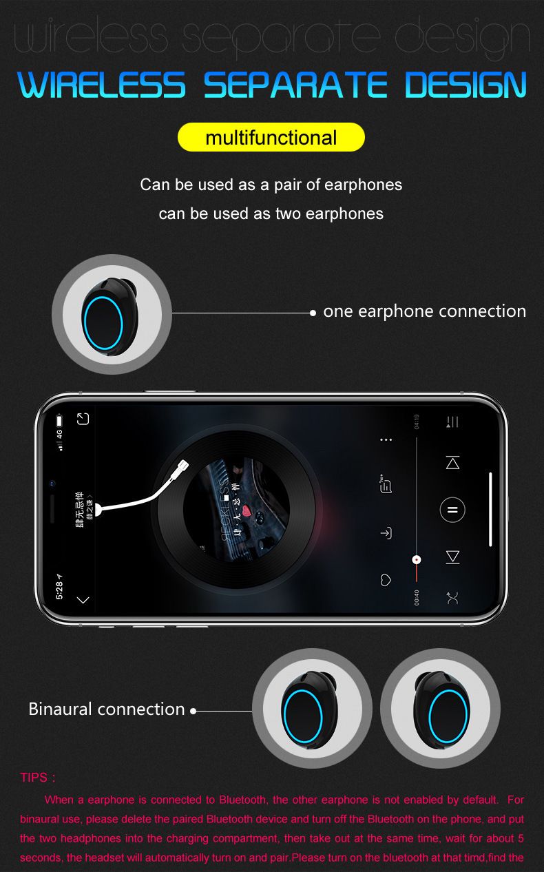 AEMAX A18多功能tws耳机蓝牙5.0双耳通话免提通话立体声十足详情图5