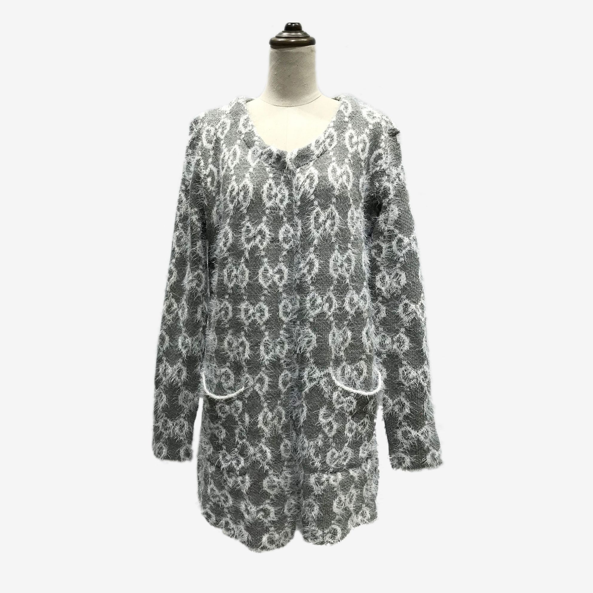 New Europe and the United States in autumn and winter round neck thick sweater cardigan loose fashion sweater medium long coat cape thumbnail
