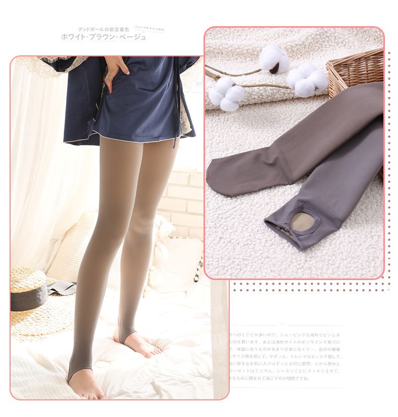 959加绒加厚踩脚连袜韩式宽松打底裤女外穿春夏季薄款黑色高腰裤详情图14