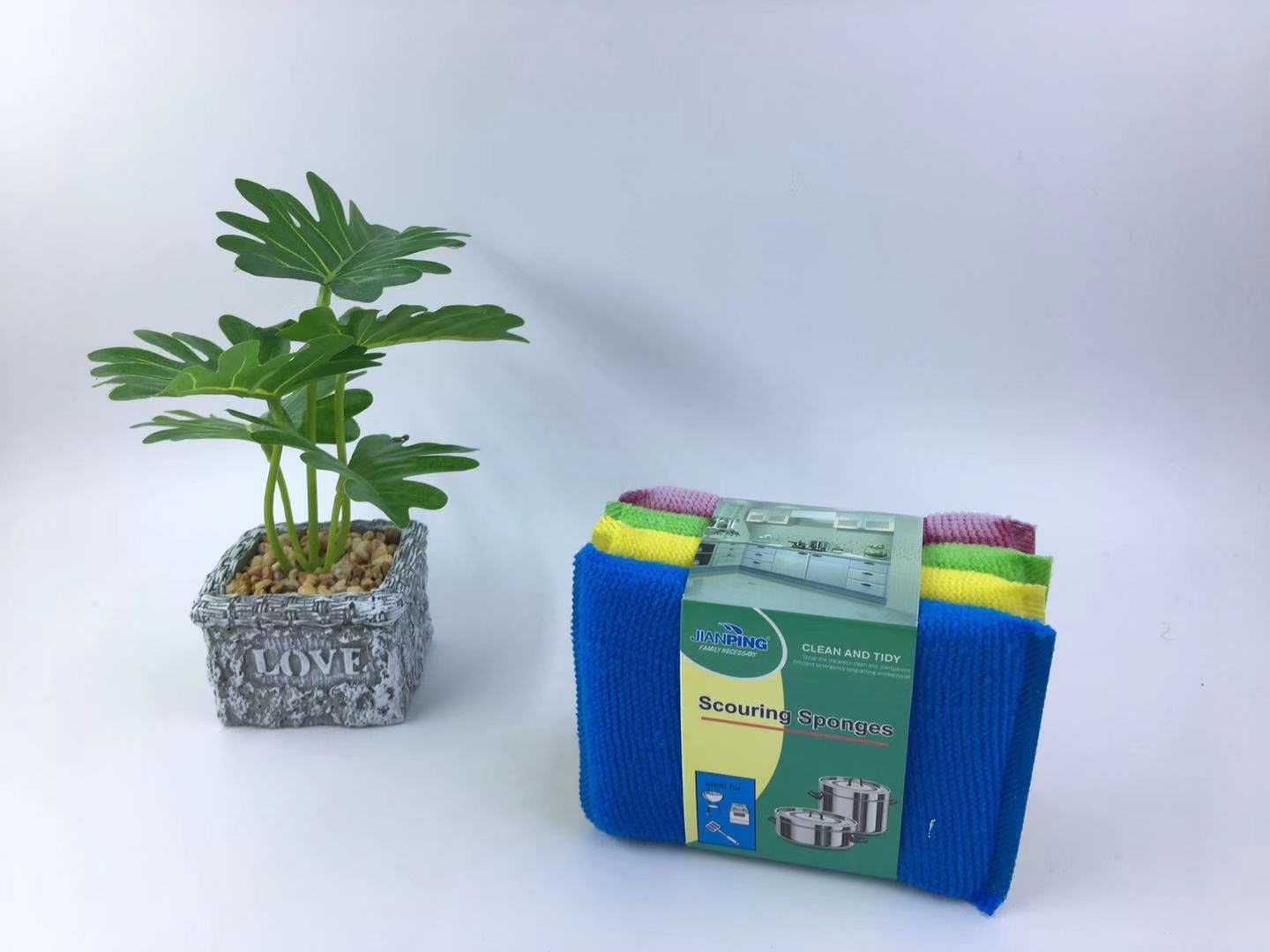 丙纶4PC套卡清洁海绵块洗碗巾厨房清洁用品