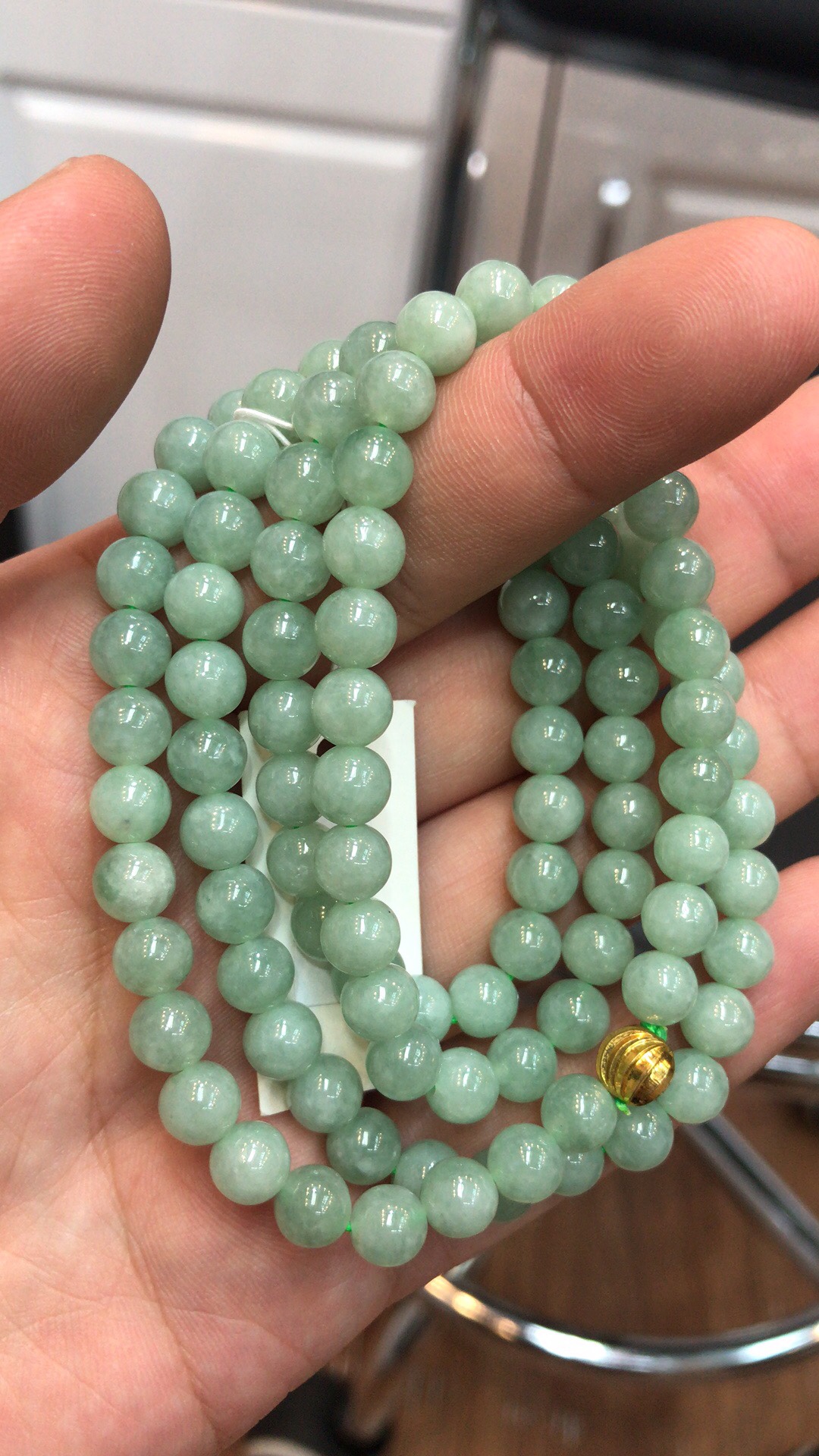 Natural Burmese jade 108 bracelet details Picture