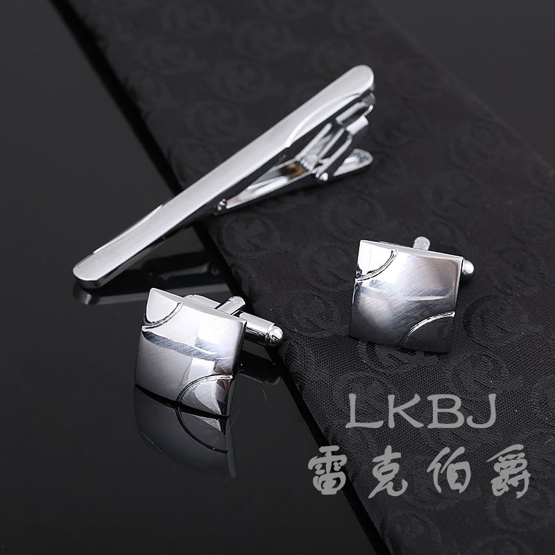 Cufflink/tie clip copper brushed sleeve decoration