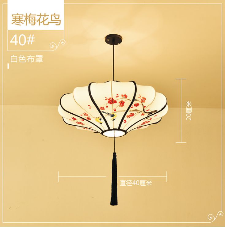 40 Chinese-style antique lanterns, classical hand-painted ink-wash lanterns, fabric decorative chandeliers for hotels, restaurants and tea houses