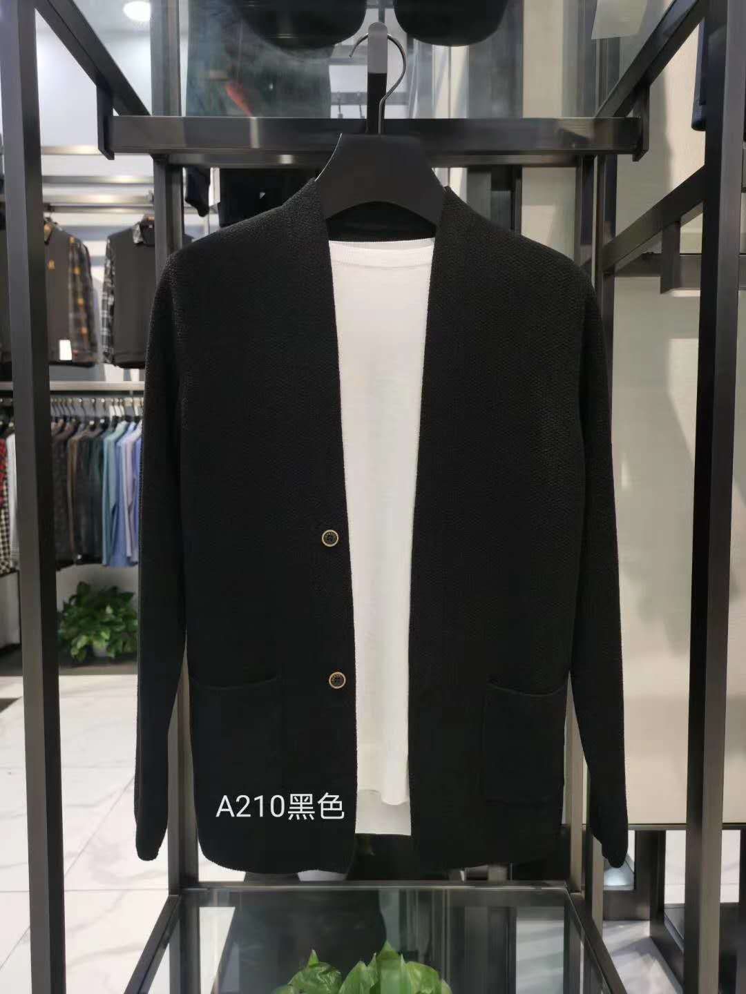 New black hoodie 70% cotton spring style casual middle age round collar coat thumbnail