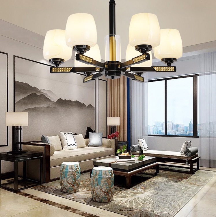 The new spring collection of the "Spring Breeze Brings Success" ironwork and glass 6-head chandelier from Mulinsen, a brand with a retro style and a new Chinese trend