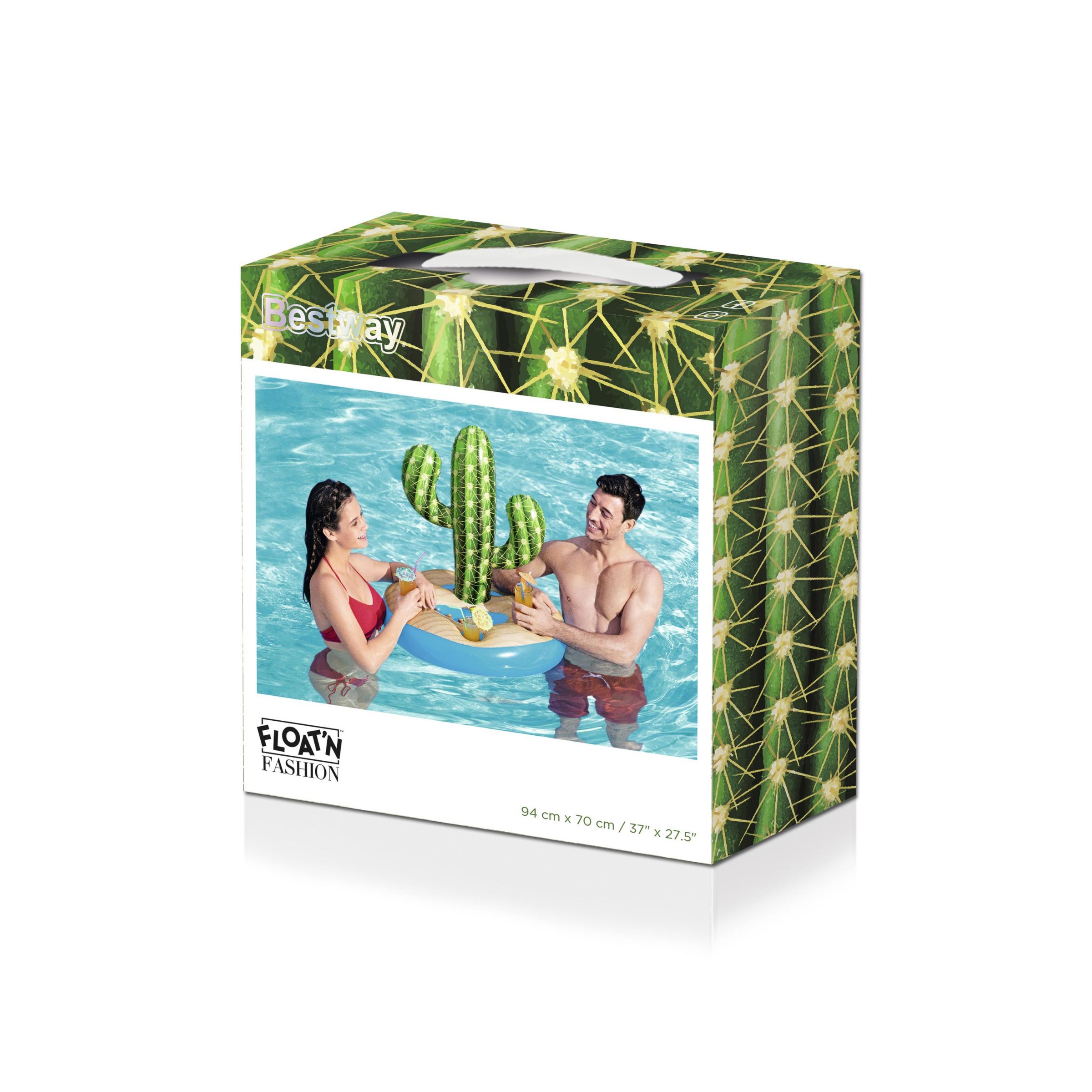 Bestway® 37" x 27.5"/94cm x 70cm 仙人掌冰桶 水上饮料杯架白底实物图