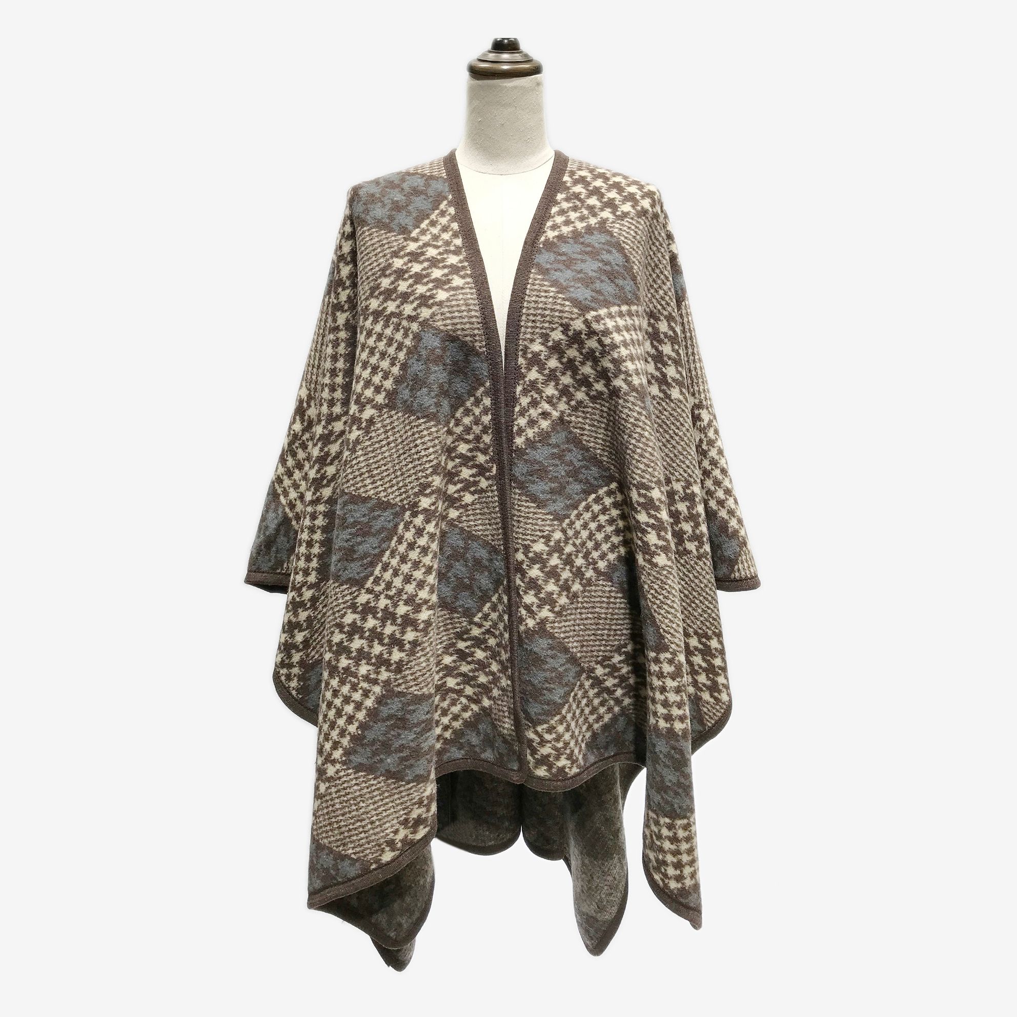 New best-selling cardigan autumn winter casual style loose plaid stripes matching color sweater long coat women thumbnail