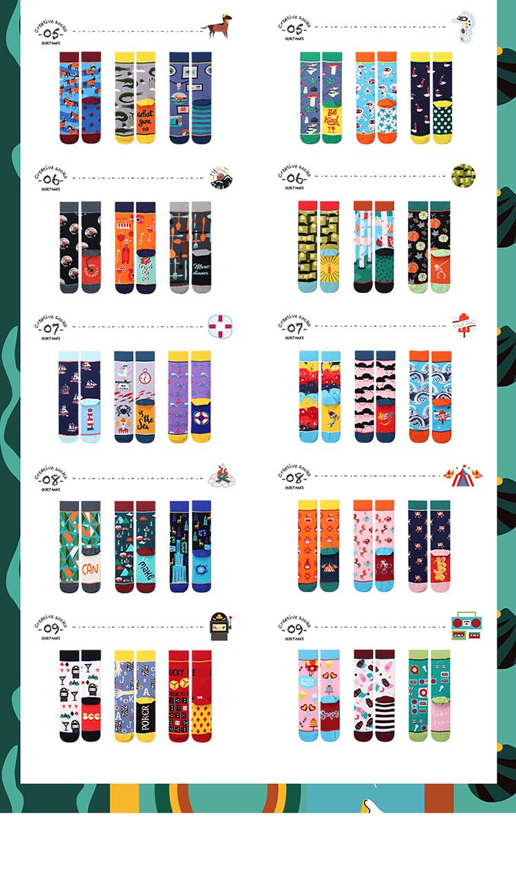 MOXIAO's original new custom-made straight socks with fun illustrations for both men and women Item Picture