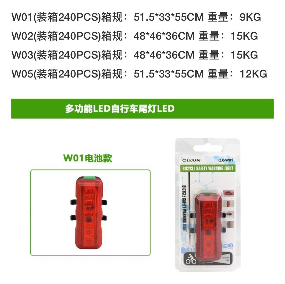 厂家直销自行车USB充电尾灯白底实物图