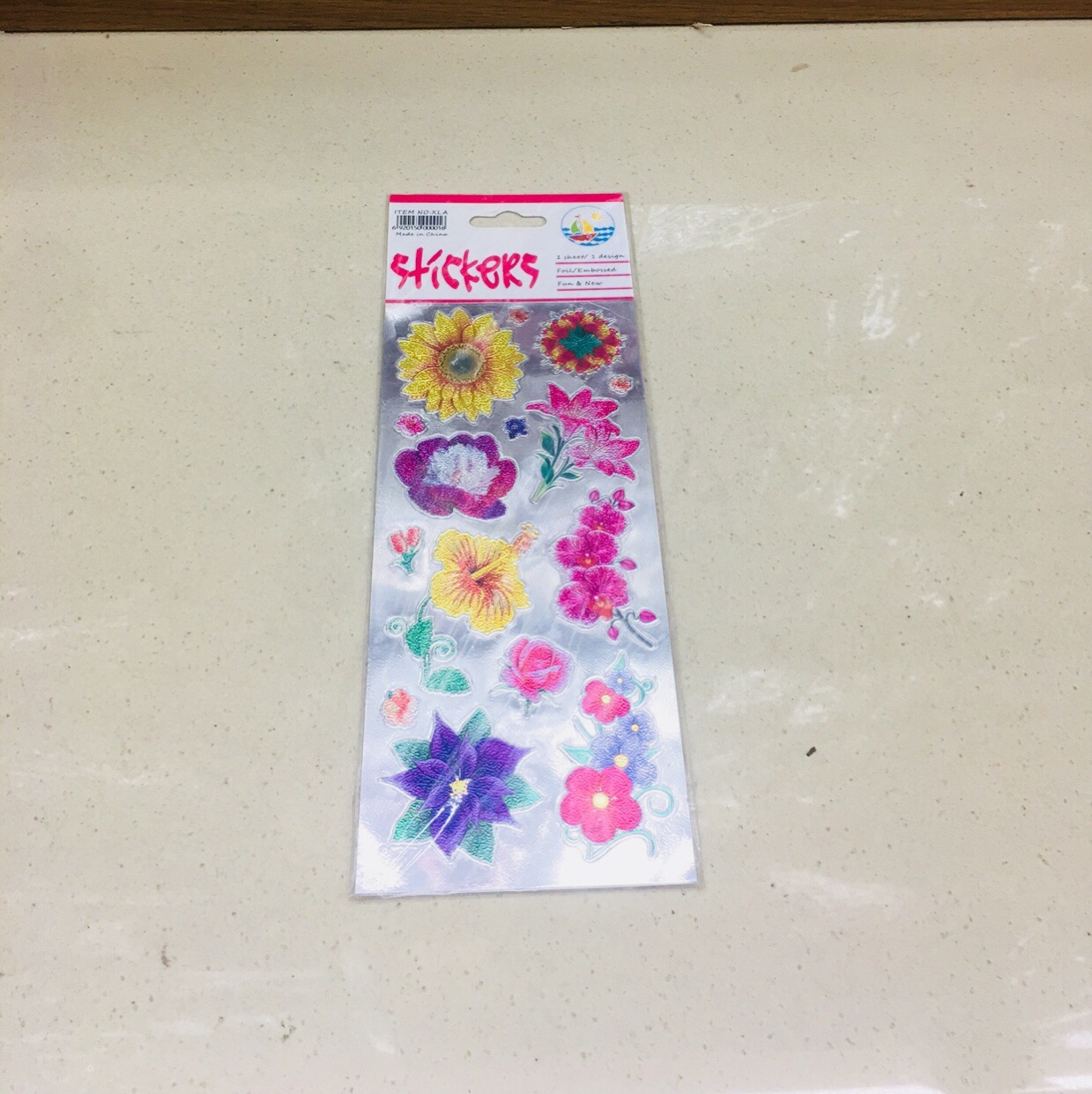 Flat aluminum foil embossed cartoon sticker flower 2