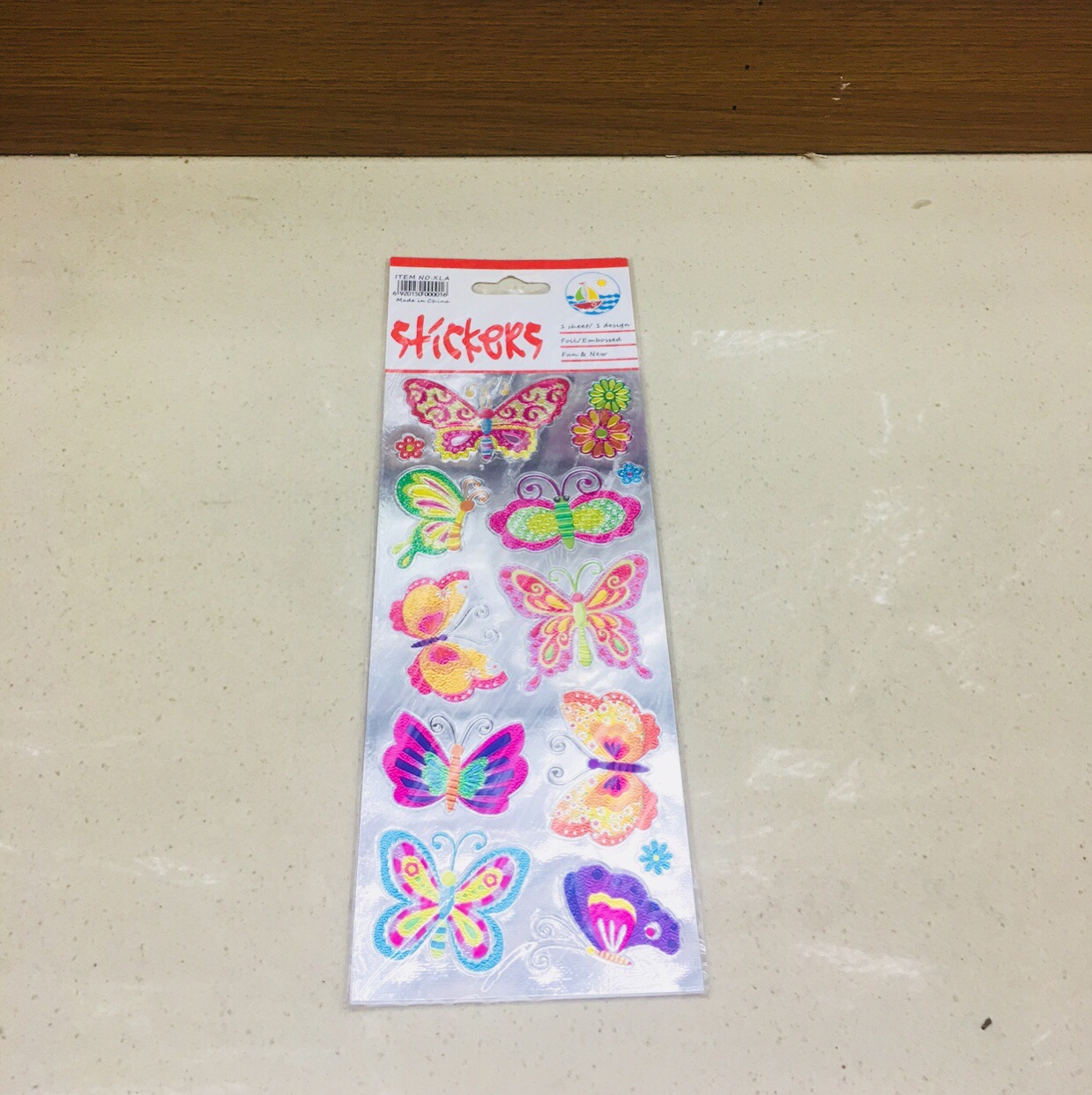 Flat aluminum foil embossed cartoon butterfly stickers