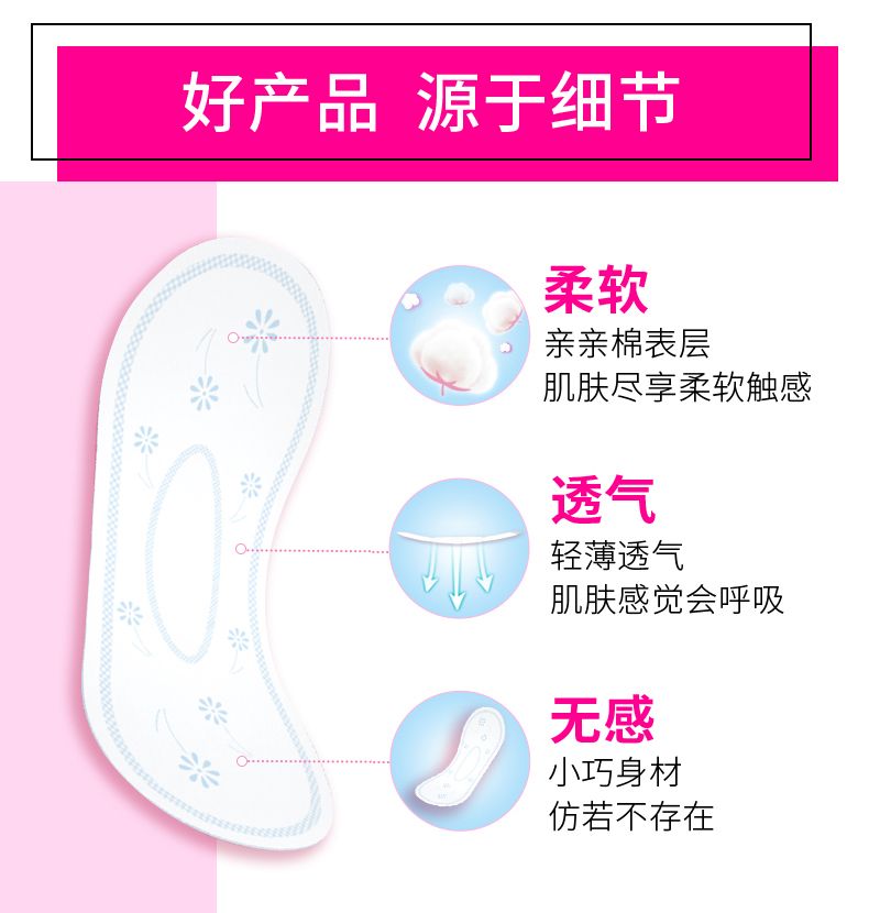高洁丝小Q包护垫纤巧无香150mm*20片卫生护垫详情图2