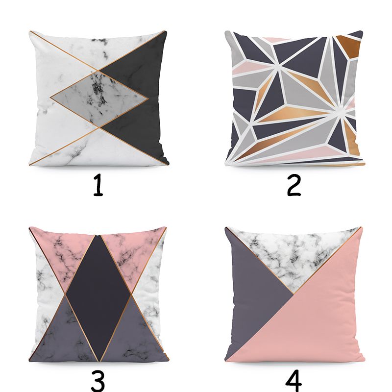 Aliexpress Hot Selling Pure White Ultra Soft Printed Pillowcase Decorative Sofa Geometric Pink Throw Pillow Home Textile Factory Direct Sales details Picture