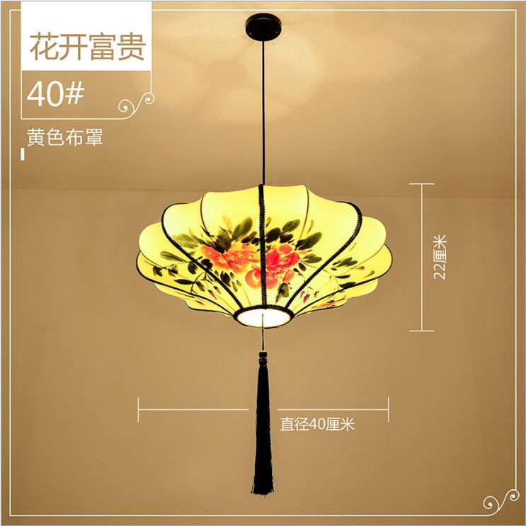 40 Chinese-style antique lanterns, classical hand-painted ink-wash lanterns, fabric decorative chandeliers for hotels, restaurants and tea houses details Picture