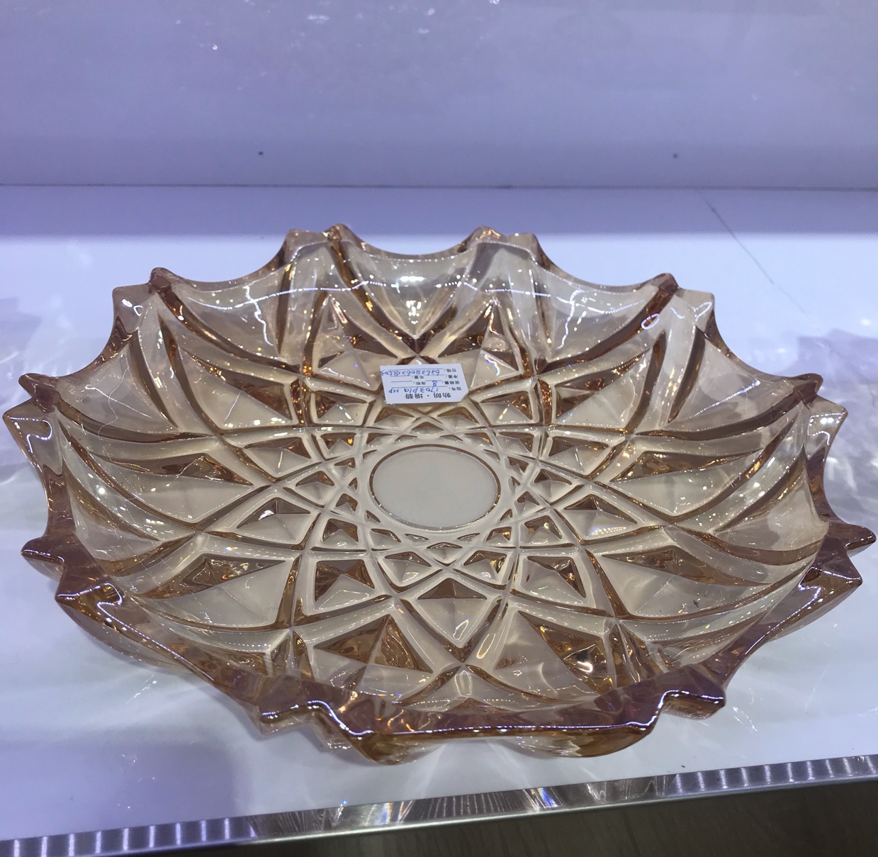 New Glass Plate on a modern dining table with natural sunlight