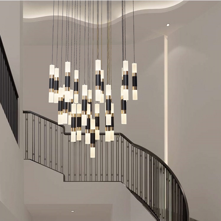 Linssen lighting novedades de primavera nórdico minimalista largo combinado colgante hierro forjado acrílico lámpara 24 cabezas