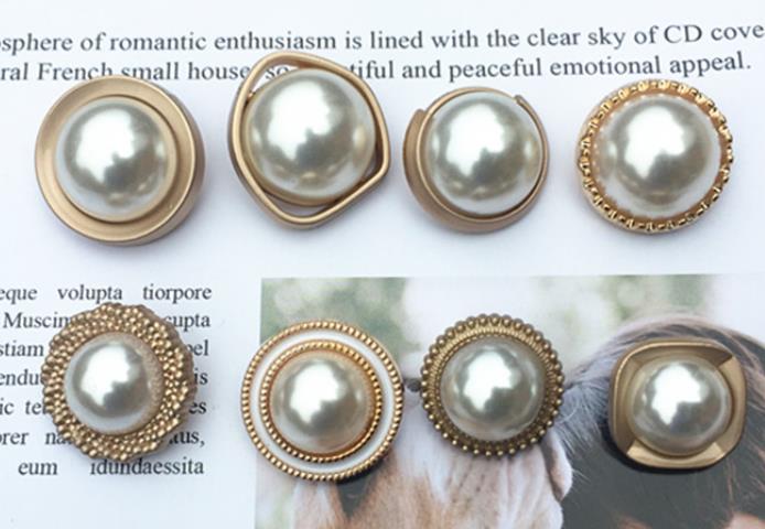 小香风金属珍珠纽扣上衣女圆形开衫毛衣扣子连衣裙大衣服百搭装饰详情图2