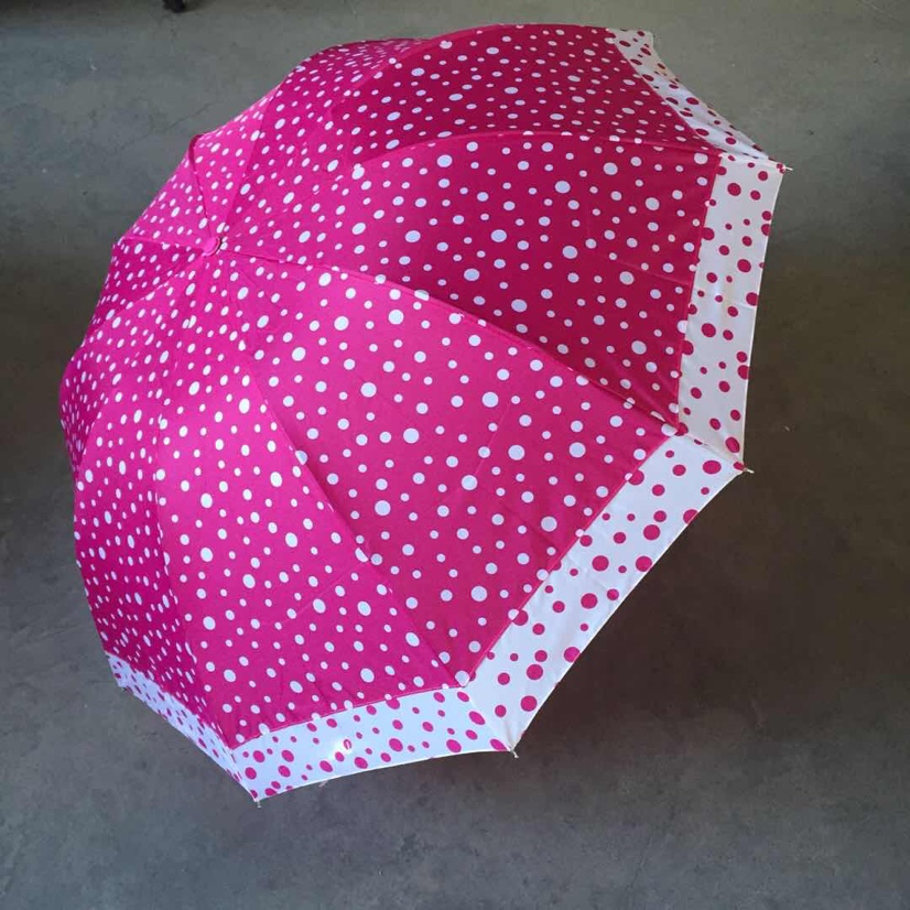 Three-fold polka dot black vinyl sunshade umbrella