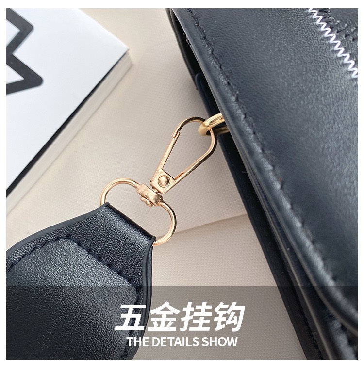 内销外贸定做现货2020新款韩版洋气宽肩带斜挎包包女时尚潮绣线百搭单肩女包小方包详情图7