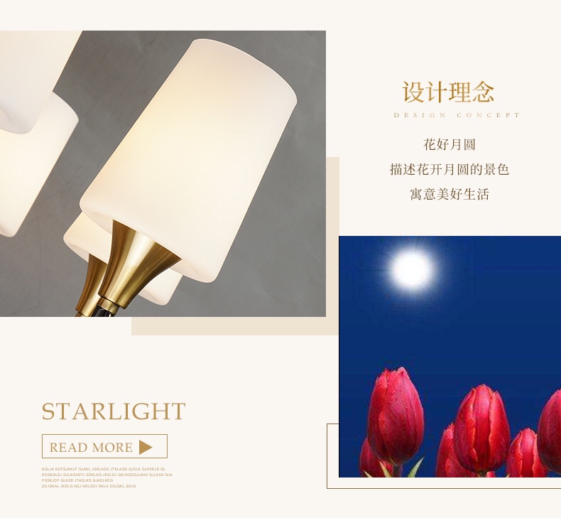 The new spring product of Muling Sen, the J-S Flower and Moon Round Series, features a new Chinese-style 6-head chandelier details Picture