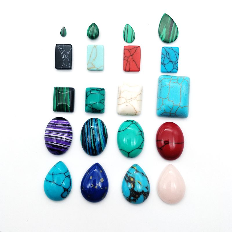 饰品配件合成绿松石蛋形水滴长方形平底戒面裸石镶嵌贴片可定做详情图8