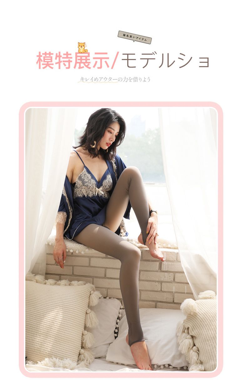 959加绒加厚踩脚连袜韩式宽松打底裤女外穿春夏季薄款黑色高腰裤详情图13