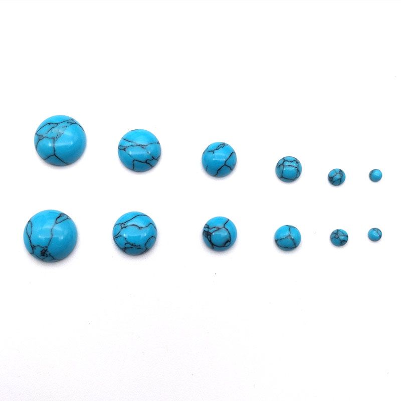 Jewelry accessories: Synthetic turquoise round ring face, double-plane, flat-bottomed, with loose beads and inlaid bare stones. Bulk purchase discount detail image 7