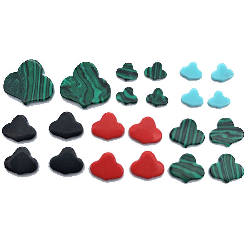 饰品配件合成孔雀石四叶草扇形小裙子双平戒面镶嵌平底贴片裸石1