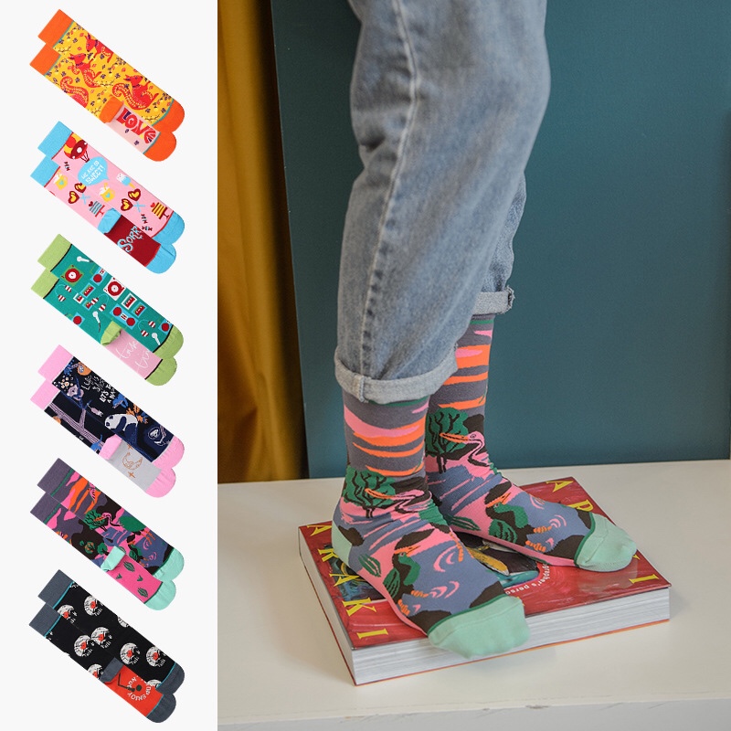 MOXIAO's original new custom-made straight socks with fun illustrations for both men and women Specification image