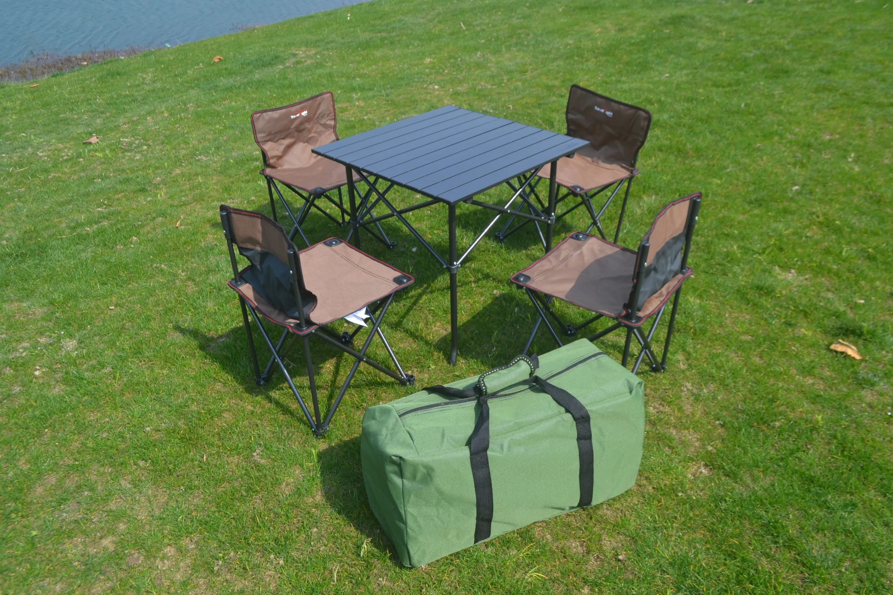 Five-piece aluminum alloy folding table and chair set detail image 1