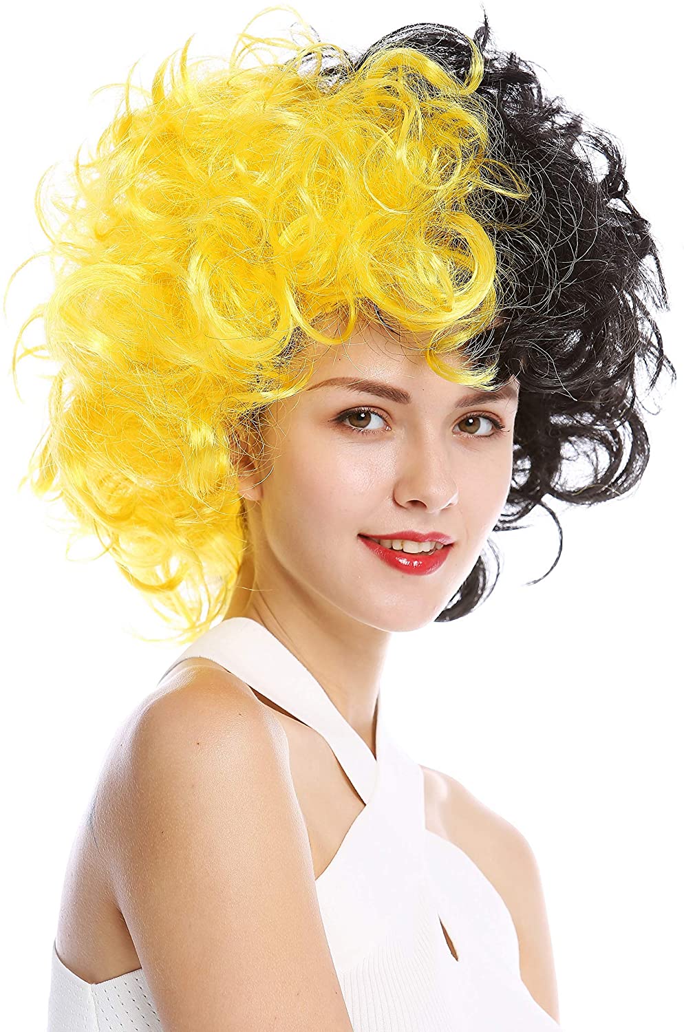 Qianfang Festival wig hat, half yellow and half black, short curly, other wigs 3546 pic 1