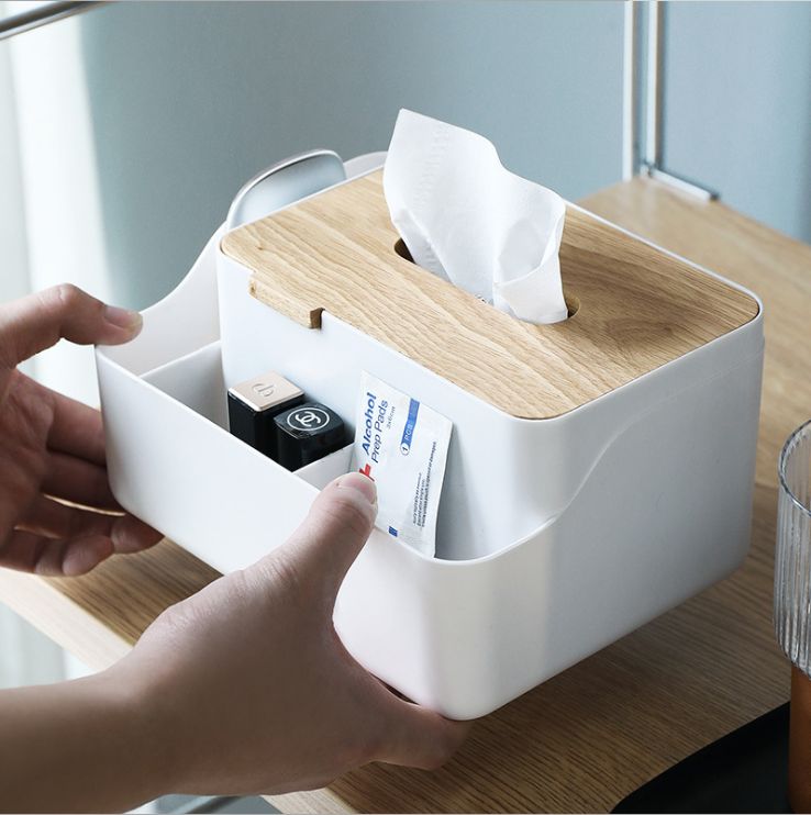 多功能创意家用北欧风木盖塑料抽纸盒详情3