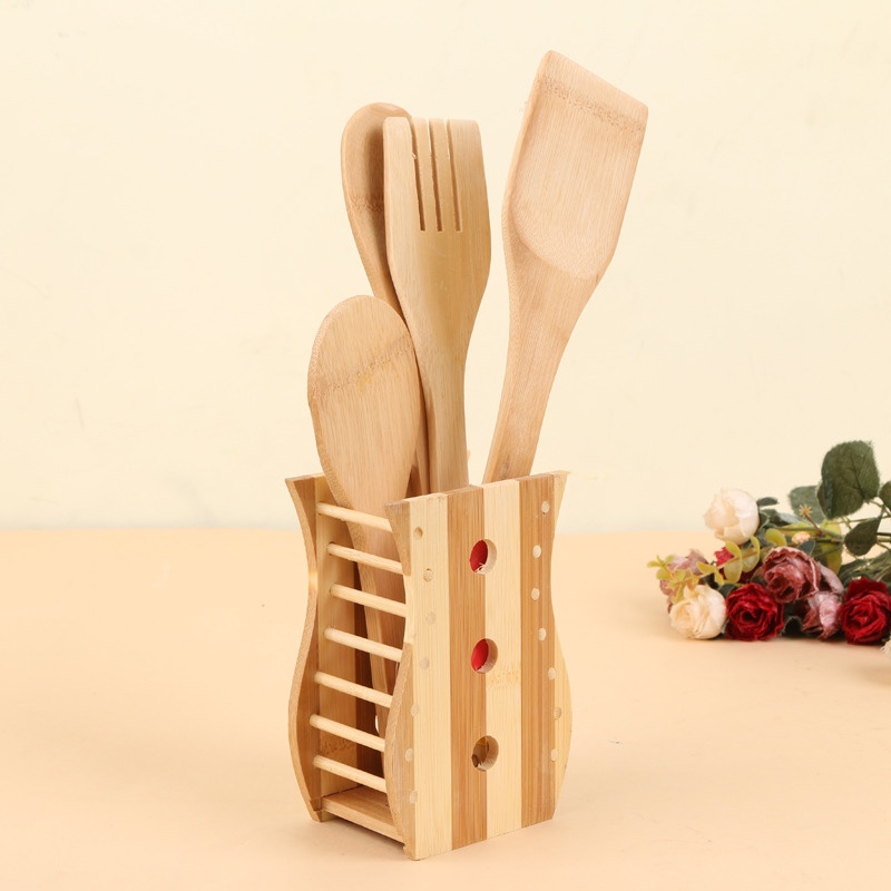 竹木不粘锅专用锅铲套装无漆长柄煎铲产品图