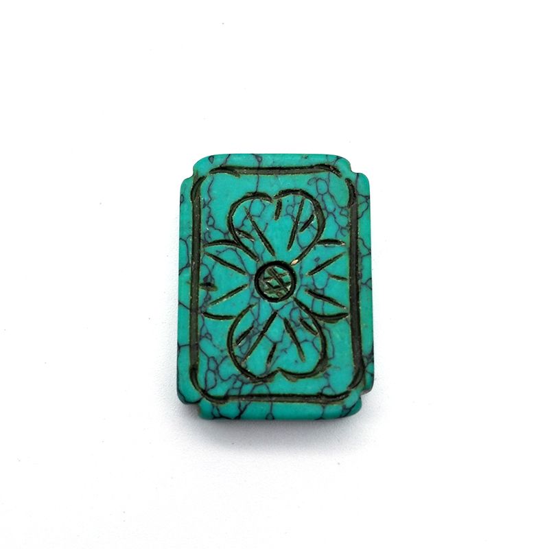 Clothing accessories, rectangular hand-carved flower bats, Mongolian elements, ethnic style semi-finished products, loose beads, customizable detail image 6