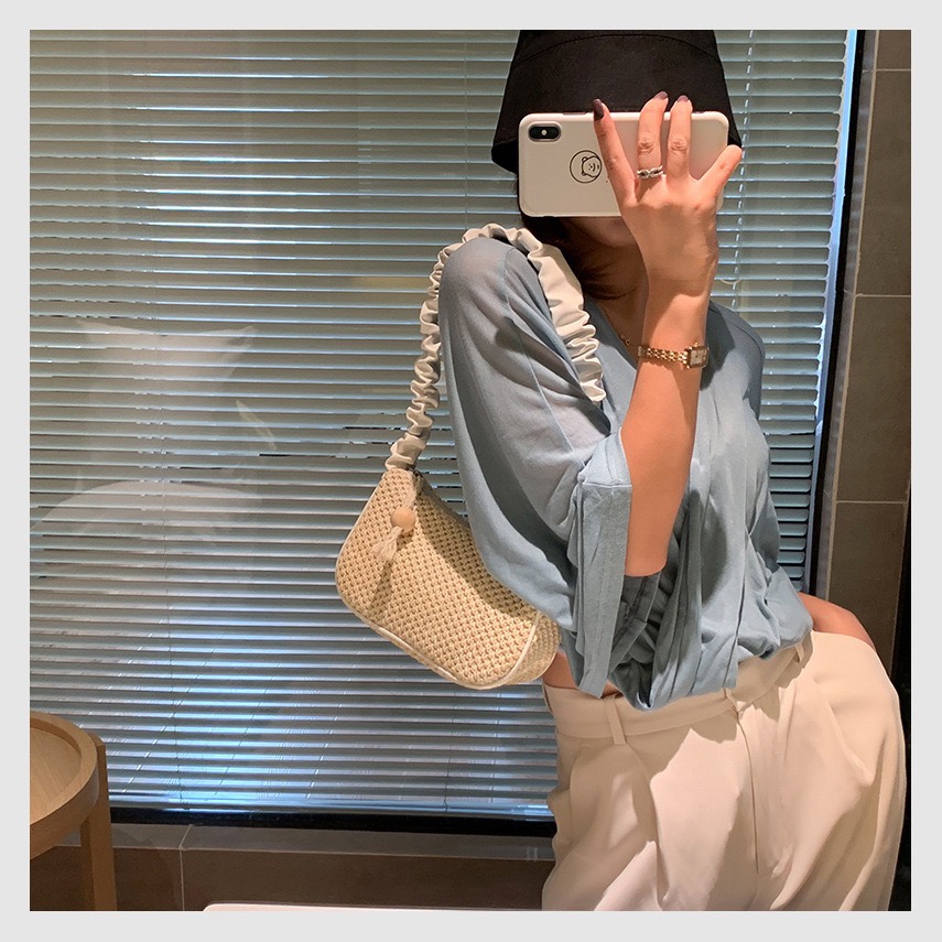 Domestic and foreign trade custom-made new small bags for women, 2020 summer new Korean style versatile single-shoulder bag, popular fashion broadband straw woven armpit bag undefined