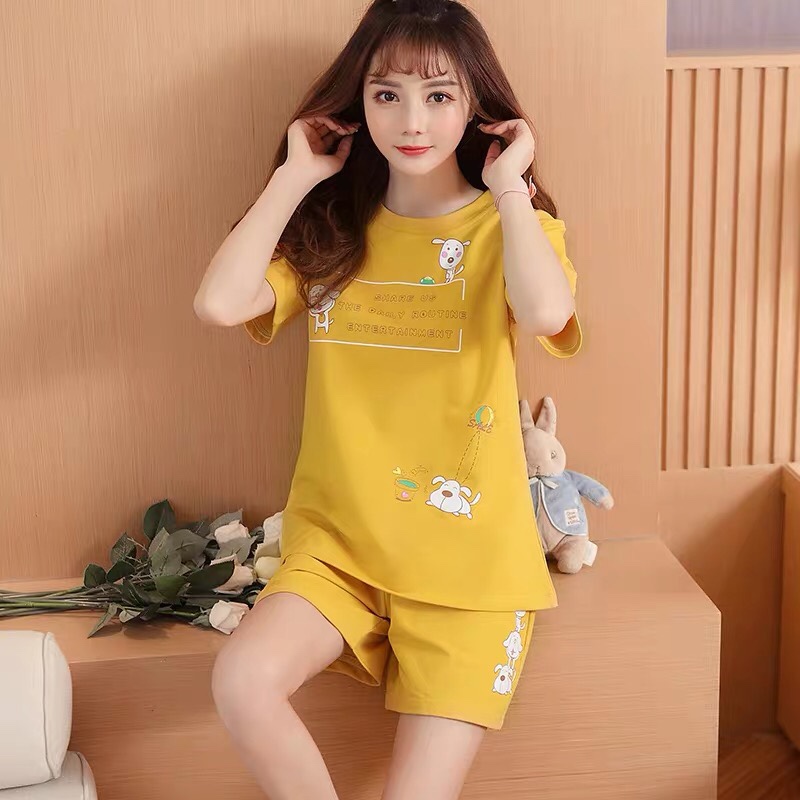 睡衣女夏季薄款纯棉两件套装女士短袖短裤韩版可爱家居服细节图