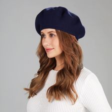 时尚贝雷帽软羊毛贝雷帽帽女孩针织贝雷帽纯色休闲女士冬帽