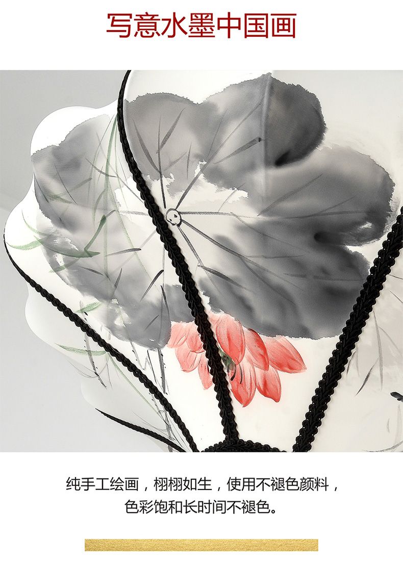 40中式仿古灯笼古典手绘画水墨画灯笼酒店餐厅茶楼布艺装饰吊灯详情图4