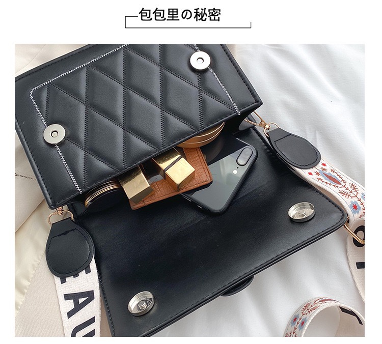 内销外贸定做现货2020新款韩版洋气宽肩带斜挎包包女时尚潮绣线百搭单肩女包小方包详情图8