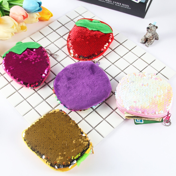 毛绒玩具/零钱包/亮片白底实物图