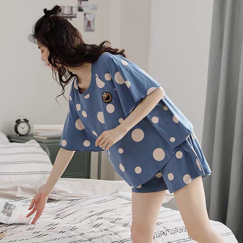 睡衣女夏季莫代尔短袖短裤韩版学生两件套装薄款甜美可爱家居服