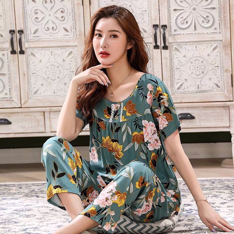Women's pajamas, pure cotton, summer women's cotton silk, thin short-sleeved suit, long pants, home wear, spring and autumn women's cotton silk, postpartum care Application Scenario