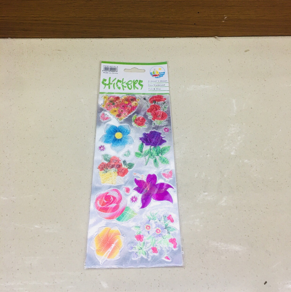 Flat aluminum foil embossed cartoon sticker flower 1