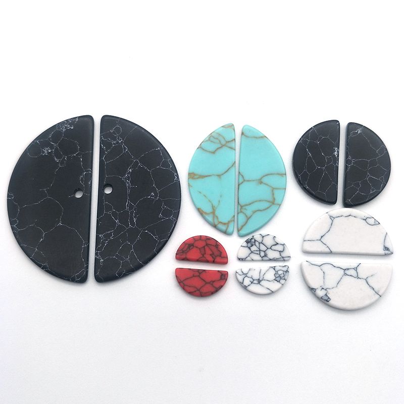 Jewelry accessories: Synthetic turquoise round ring face, double-plane, flat-bottomed, with loose beads and inlaid bare stones. Bulk purchase discount Specification image