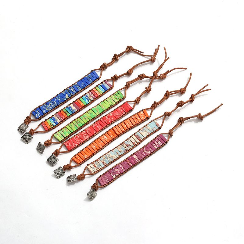Cross-border exclusive chakra seven-chakra hand-woven bracelet, rectangular bracelet, yoga energy chain, best-selling in Europe and America