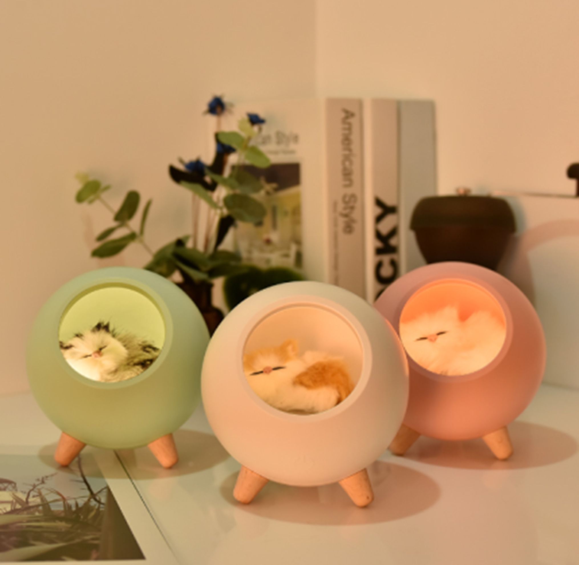 Yiwu Selection pet House Atmosphere lamp (cat style) green LJC-130#/18056