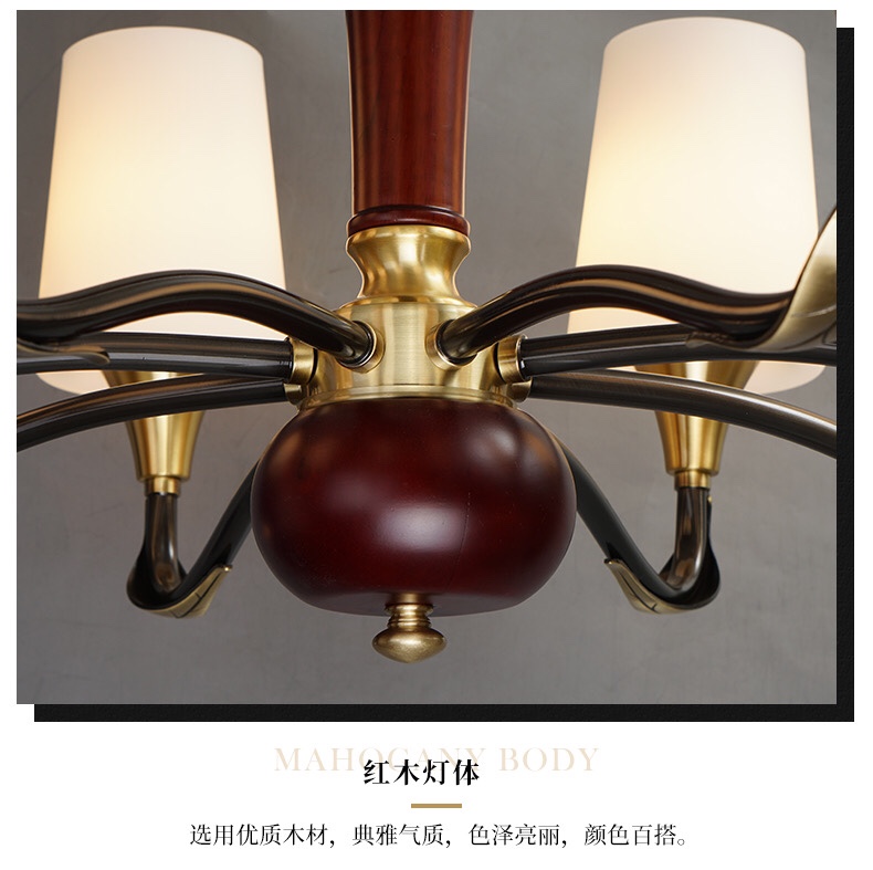 The new spring product of Muling Sen, the J-S Flower and Moon Round Series, features a new Chinese-style 6-head chandelier Application Scenario