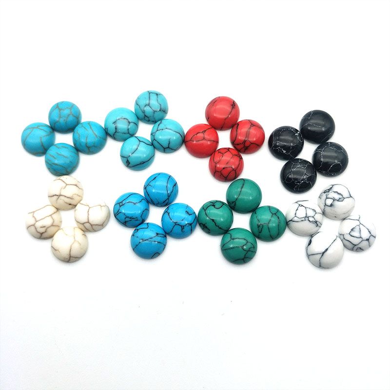 Jewelry accessories: Synthetic turquoise round ring face, double-plane, flat-bottomed, with loose beads and inlaid bare stones. Bulk purchase discount details Picture