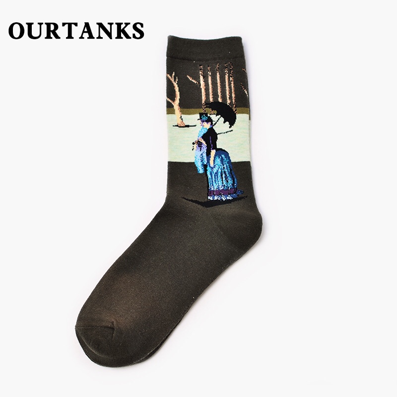MOXIAO Classic Celebrity Oil Painting Series mid-calf couple socks undefined